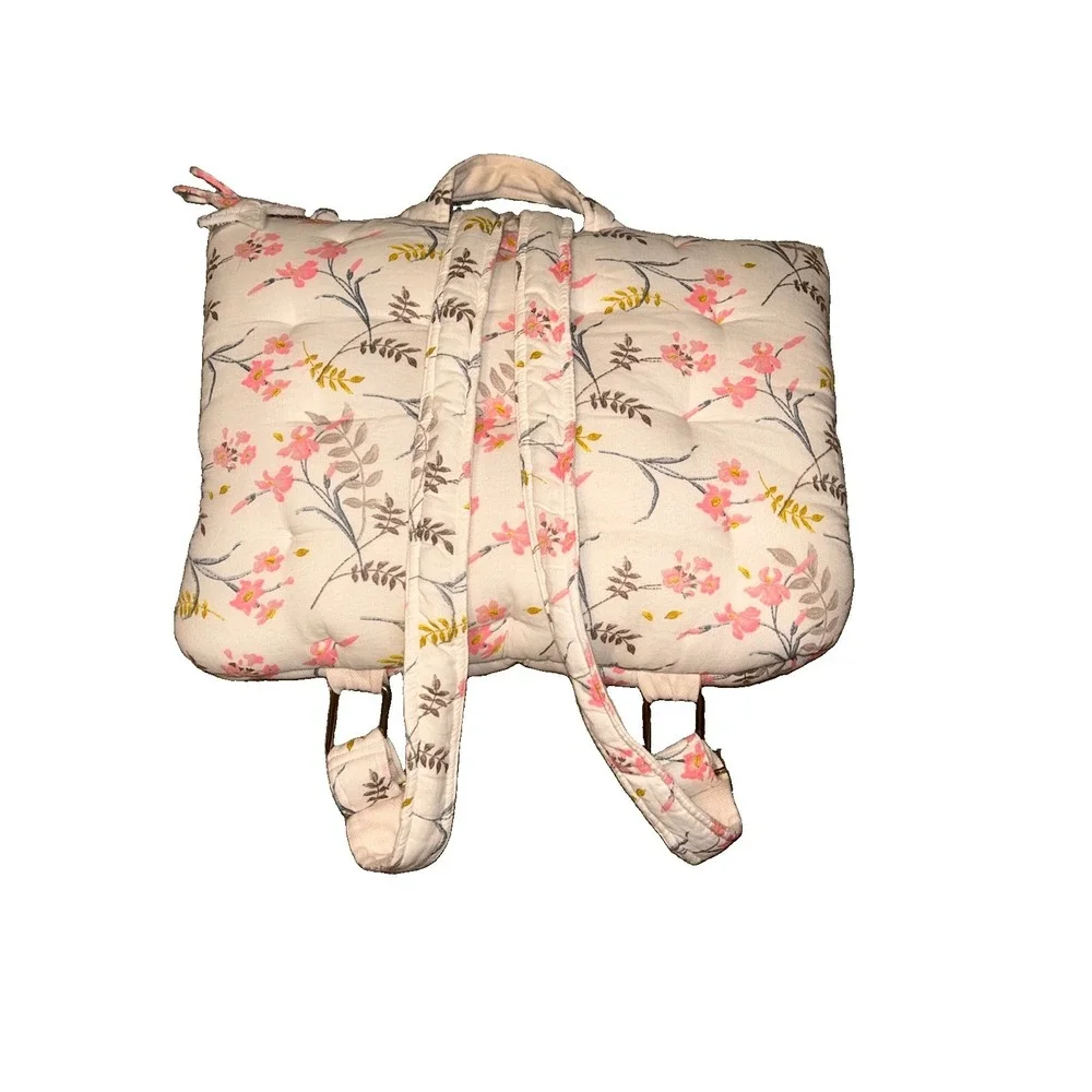 Bonpoint Liberty Floral Quilted Pillow Backpack Girls Pink Cotton Rare